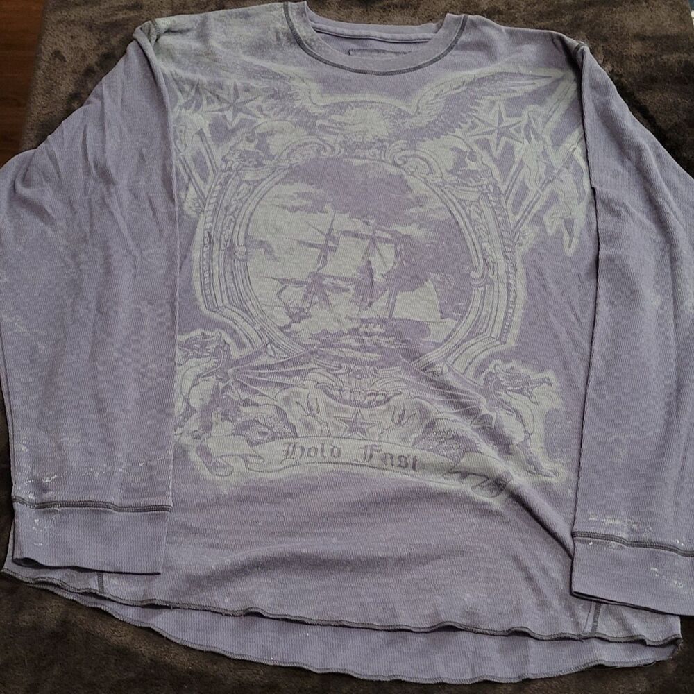 Y2K Style Retrofit Men's Graphic Crew Neck Long Sleeve Thermal T-shirt Size XXL